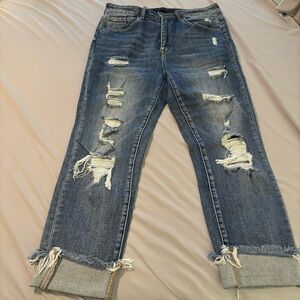 Risen High Rise Distressed Jeans